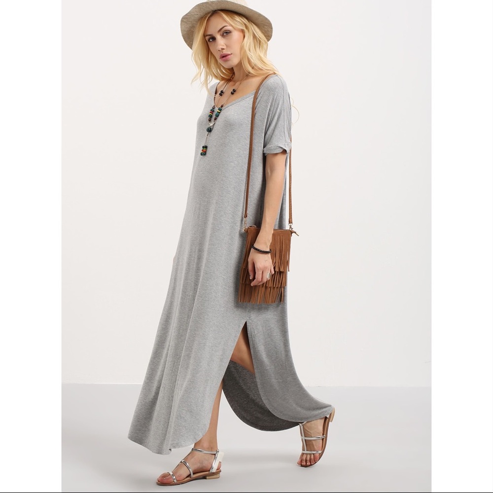 Grey Spliced Maxi Dress